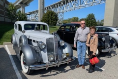 1937 Packard 120CD Touring Sedan in Two-Tone Gray, Front 3/4
